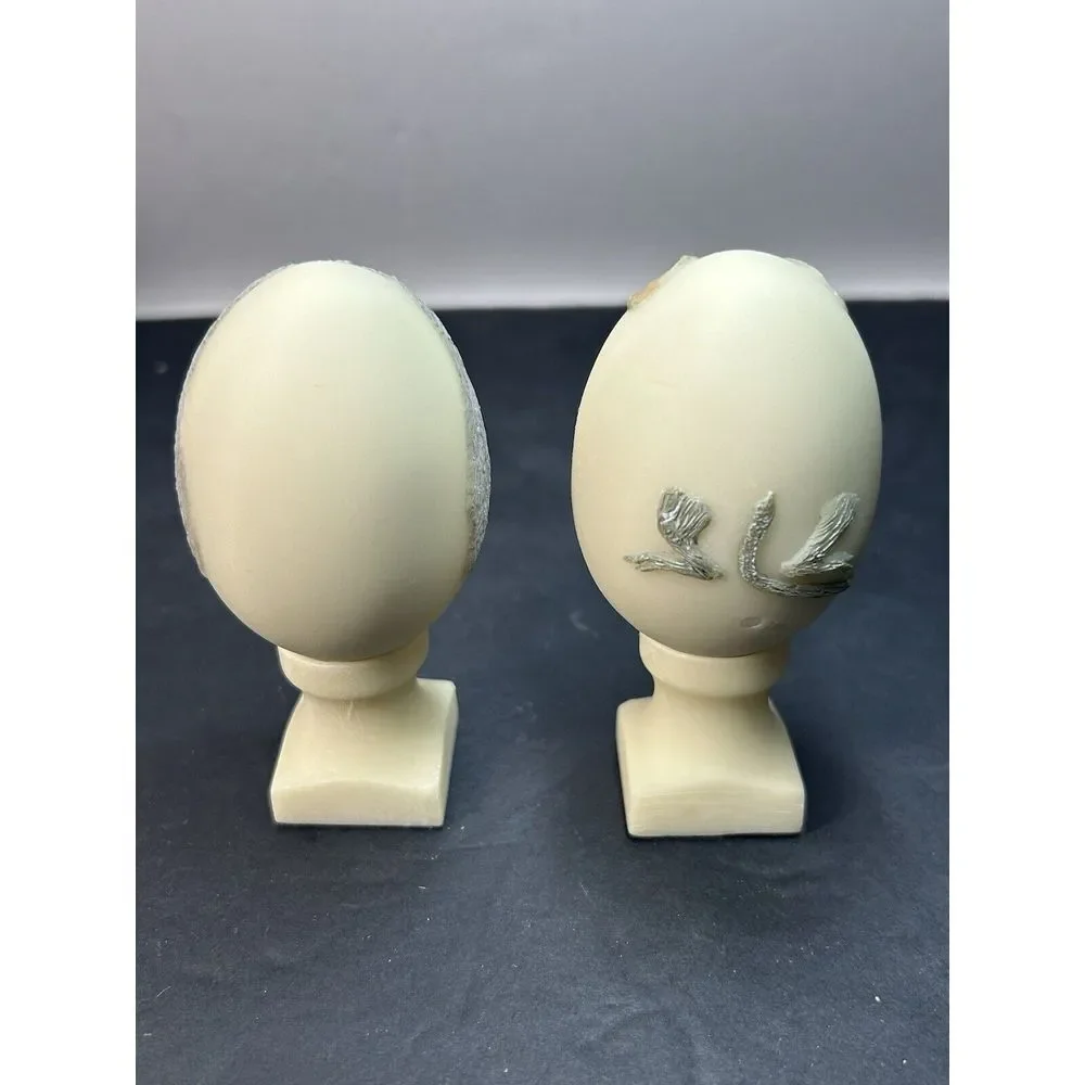 Hand Painted Egg Shaped Owl And Mouse Figurines Vtg EGGCENTRICS by‎ Bristar